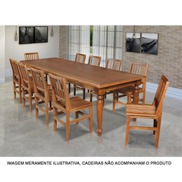Mesa de Jantar Madeira Maciça Rústica Retangular 220x100cm Francisca - Castanho - 2