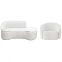 Ver imagem 1 de Kit Divã Recamier Orgânico Marrocos 200cm Lado Direito e 1 Poltronas Amore Bouclé Branco