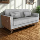 Ver imagem 2 de Sofa Cama 2 Lugares 203 Cm Linho Plano Milenum Palha Corino Whisk Milani Store