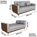Ver imagem 3 de Sofa Cama 2 Lugares 203 Cm Linho Plano Milenum Palha Corino Whisk Milani Store