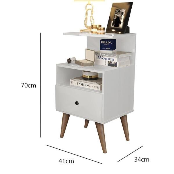 Mesa de Cabeceira Euro Branco 1 Gaveta - 2