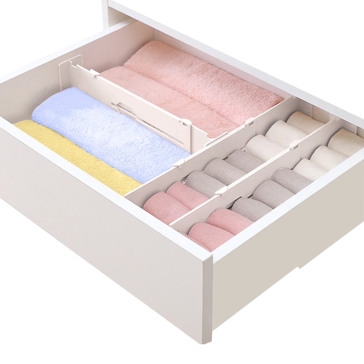 Kit 6 Organizador Divisoria De Gavetas Ajustavel Branco - 1