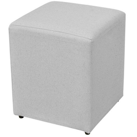 Puff Quadrado Decorativo L02 Sala de Estar Linho Cinza