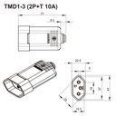 Ver imagem 4 de 125 Plug Plugue Macho 2 Pinos + 125 Tomada Femea 3 Pinos 180 Graus Preto Margirius