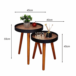 Jogo Mesa Canto Apoio Lateral Ambiente Recepção Casa Conjunto Pequena Rustico Retro Madecor Mesa Lat - 6