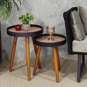 Ver imagem 2 de Jogo Mesa Canto Apoio Lateral Ambiente Recepção Casa Conjunto Pequena Rustico Retro Madecor Mesa Lat