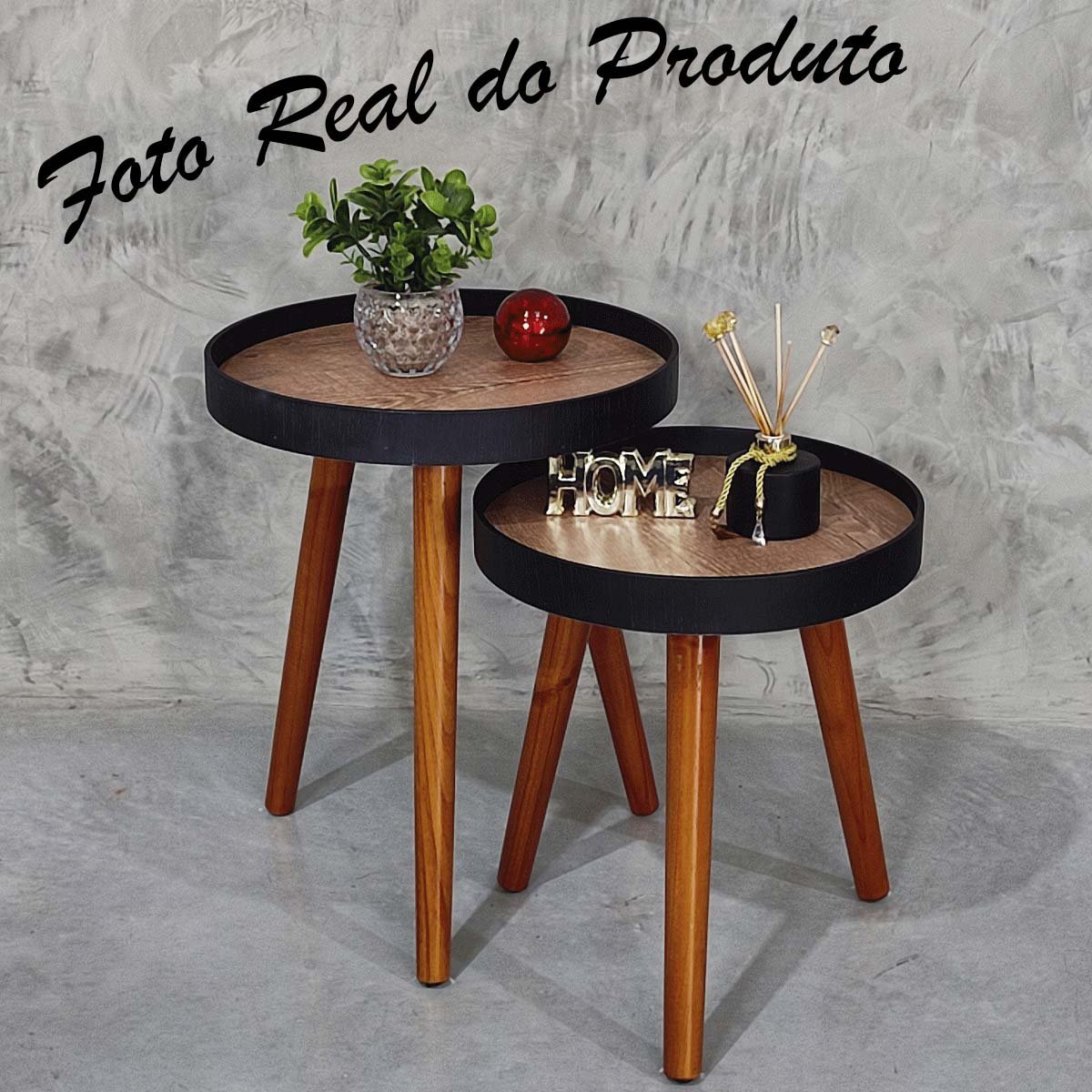 Jogo Mesa Canto Apoio Lateral Ambiente Recepção Casa Conjunto Pequena Rustico Retro Madecor Mesa Lat - 5