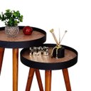 Ver imagem 3 de Jogo Mesa Canto Apoio Lateral Ambiente Recepção Casa Conjunto Pequena Rustico Retro Madecor Mesa Lat