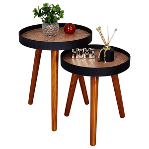 Jogo Mesa Canto Apoio Lateral Ambiente Recepção Casa Conjunto Pequena Rustico Retro Madecor Mesa Lat