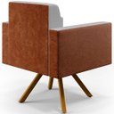 Ver imagem 2 de Kit 2 Poltronas Decorativa Base Giratória de Madeira Helô L02 Linho Cinza Couríssimo Camel -