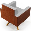 Ver mais imagens de Kit 2 Poltronas Decorativa Base Giratória de Madeira Helô L02 Linho Cinza Couríssimo Camel -