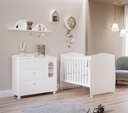 Ver imagem 3 de Quarto Infantil do Bebê com Berço Cômoda Premium Infantil e Guarda Roupa Cantinho do Bebê Cor Branco