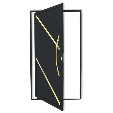 Porta Pivotante Lambril Duna c/Puxador D. Super Preto Dourado 100 Brimak