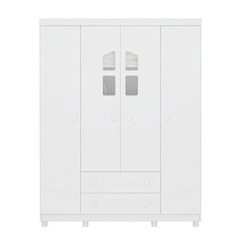 Guarda-Roupa Amore 4 Portas 2 Gavetas Infantil com Janela Organizador Profissional Decor Branco - 1