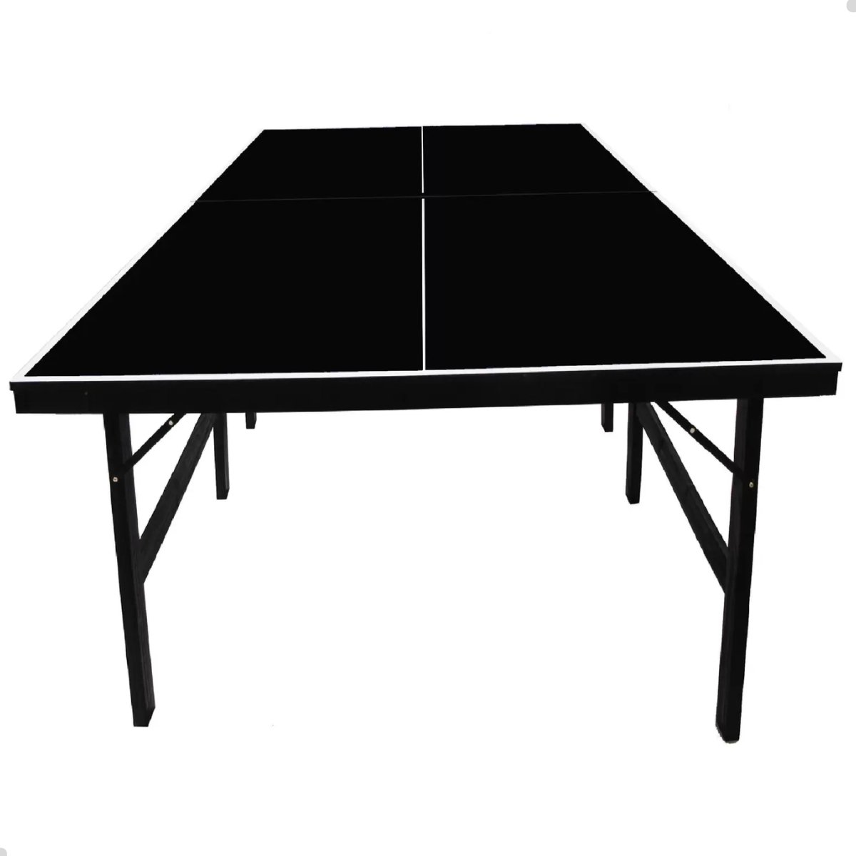 Tenis de Mesa Oficial Ping Pong Mdf 25 Mm Kit Rede Suporte Raquete Sports - Preto - 7