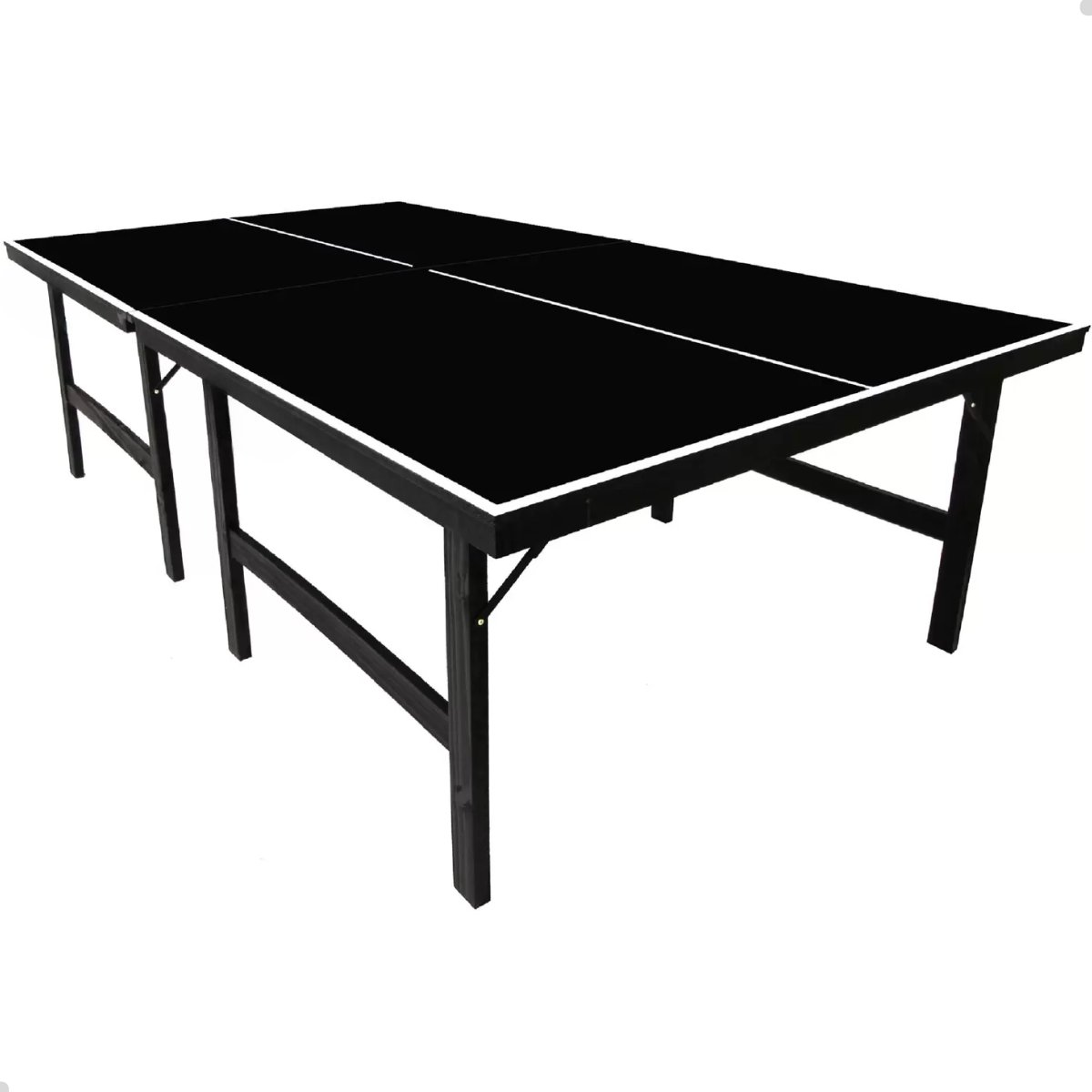 Tenis de Mesa Oficial Ping Pong Mdf 25 Mm Kit Rede Suporte Raquete Sports - Preto - 5