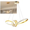 Ver imagem 1 de Lustre Luminaria Pendente Arco Aneis Infinito LED 3 em 1 Decorativa Luxo Moderno Sala Quarto Residen