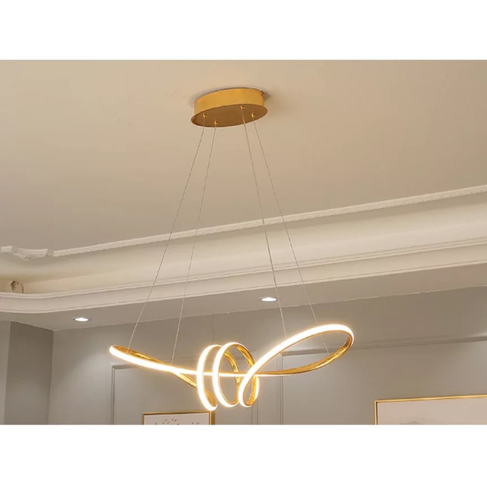 Lustre Luminaria Pendente Arco Aneis Infinito LED 3 em 1 Decorativa Luxo Moderno Sala Quarto Residen - 2