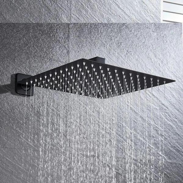 CHUVEIRO DUCHA QUADRADO PRETO FOSCO 20X20cm COM BRAÇO - 2