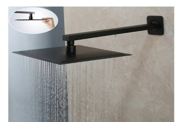 CHUVEIRO DUCHA QUADRADO PRETO FOSCO 20X20cm COM BRAÇO - 3