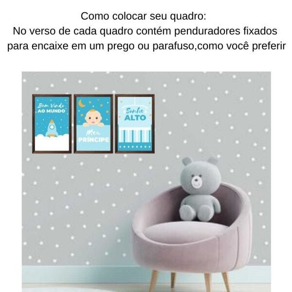 Quadro decorativo infantil sonhe alto meu menino sem acrílico 30x20 marrom - 4