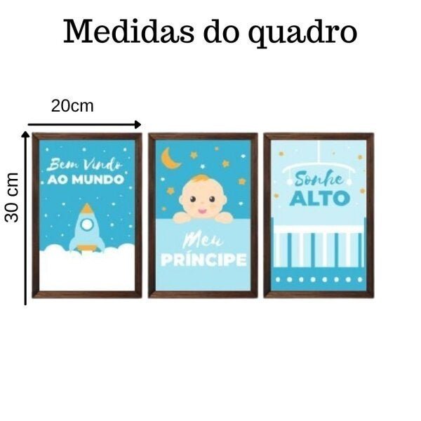 Quadro decorativo infantil sonhe alto meu menino sem acrílico 30x20 marrom - 2