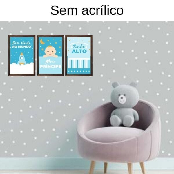 Quadro decorativo infantil sonhe alto meu menino sem acrílico 30x20 marrom - 5