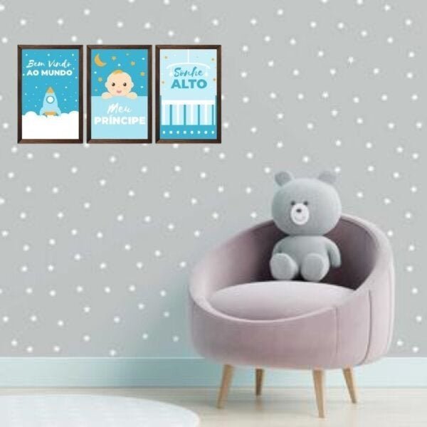 Quadro decorativo infantil sonhe alto meu menino sem acrílico 30x20 marrom - 1