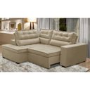 Ver imagem 1 de Sofá de Canto Retrátil e Reclinável com Molas Le 2,50x2,00m Viviane Suede Bege Bege