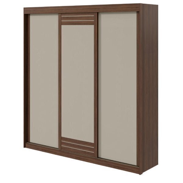 GuardaRoupa Casal com Espelho 3 Portas Aquarius Lopas Imbuia Naturale