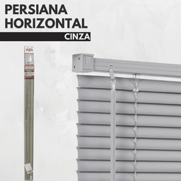 Persiana Horizontal Pvc 25mm Block Luxo 160larg X 160alt Cinza - Quarto/sala/ Escritório/cozinha/lav - 6