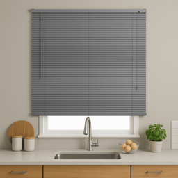 Persiana Horizontal Pvc 25mm Block Luxo 160larg X 160alt Cinza - Quarto/sala/ Escritório/cozinha/lav - 1