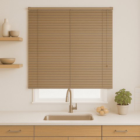Persiana Horizontal Pvc 25mm Block Luxo 120larg X 160alt Café - Quarto/sala/ Escritório/cozinha/lava