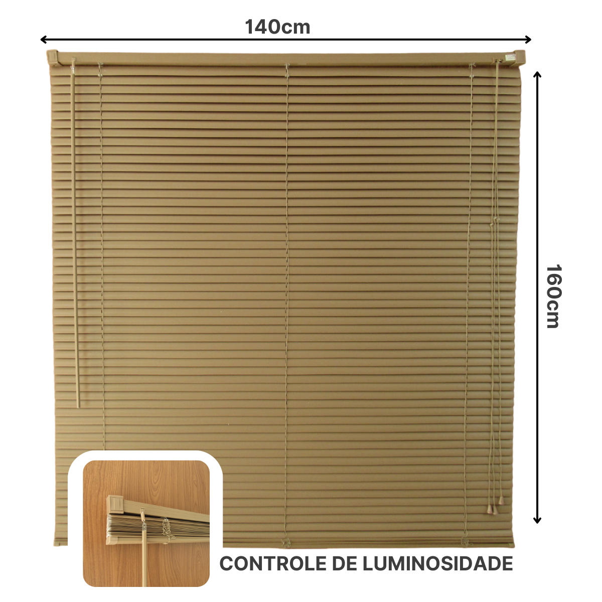 Persiana Horizontal Pvc 25mm Block Luxo 140larg X 160alt Café - Quarto/sala/ Escritório/cozinha/lava - 2