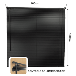Persiana Horizontal Pvc 25mm Block Luxo 160larg X 160alt Preta - Quarto/sala/ Escritório/cozinha/lav - 4