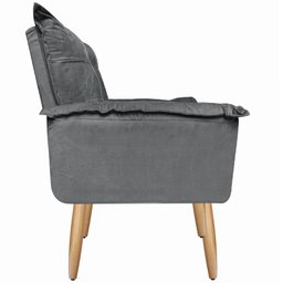 Kit 2 Poltronas Decorativas Opala Suede Cinza Smf Decor - 6