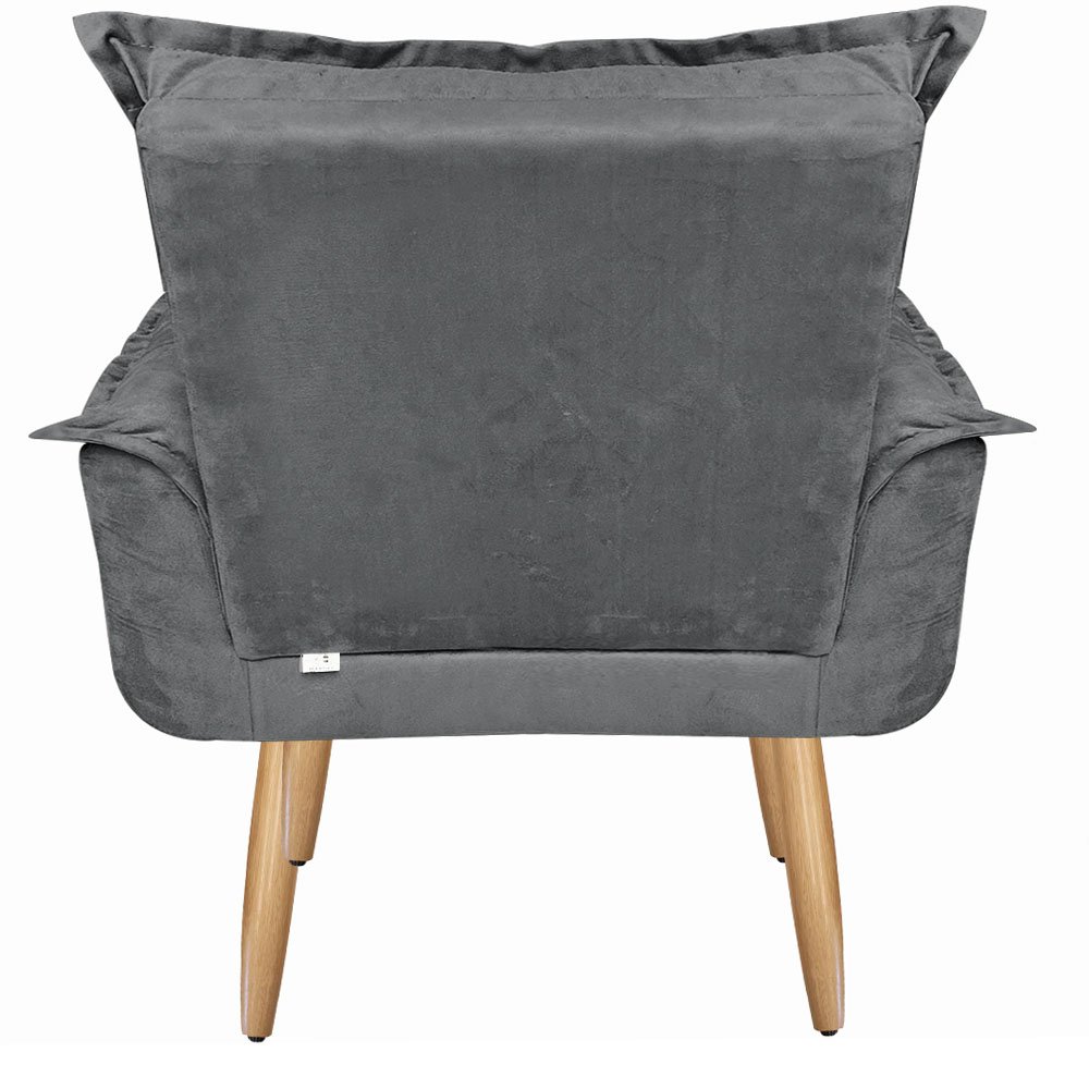 Kit 2 Poltronas Decorativas Opala Suede Cinza Smf Decor - 7