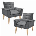 Ver imagem 1 de Kit 2 Poltronas Decorativas Opala Suede Cinza Smf Decor