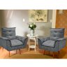 Kit 2 Poltronas Decorativas Opala Suede Cinza Smf Decor - 2