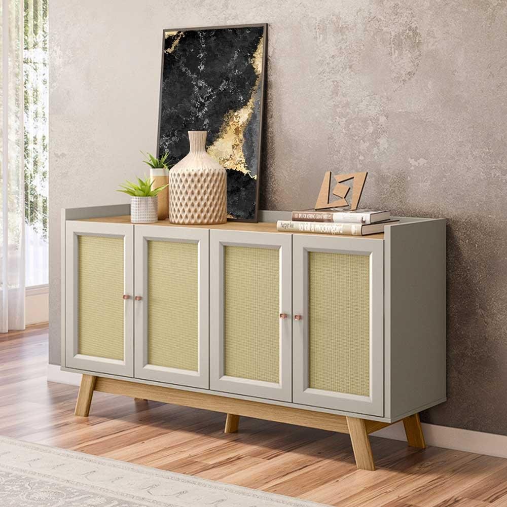 Aparador Buffet Retro Carvalho Off White Linea Brasil - 1