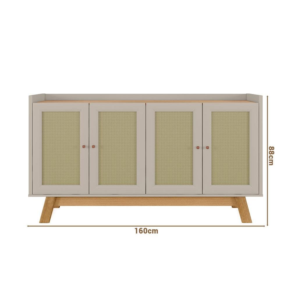 Aparador Buffet Retro Carvalho Off White Linea Brasil - 5