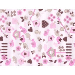 Tecido Patchwork AM-2594 Estampado Passáros 4980 Dohler 100X150Cm:Rosa - 1