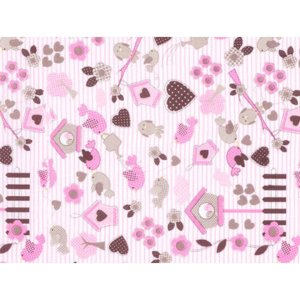 Tecido Patchwork AM-2594 Estampado Passáros 4980 Dohler 100X150Cm:Rosa