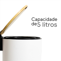 Lixeira Branca C/pedal Tampa de Bambu 5l Inox Banheiro Wincy - 9