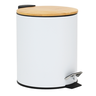 Lixeira Branca C/pedal Tampa de Bambu 5l Inox Banheiro Wincy - 1