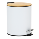 Ver imagem 1 de Lixeira Branca C/pedal Tampa de Bambu 5l Inox Banheiro Wincy