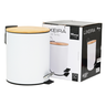Lixeira Branca C/pedal Tampa de Bambu 5l Inox Banheiro Wincy - 2