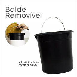Lixeira Branca C/pedal Tampa de Bambu 5l Inox Banheiro Wincy - 7