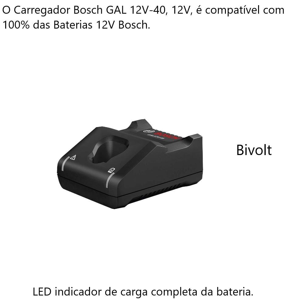 Carregador de baterias 12V Bosch GAL 12V-40 BIVOLT - 2