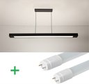 Ver imagem 1 de Luminária Pendente Retangular 125cm Preto + 2 Lâmpada TuboLED 18w - Branco Frio 6500k